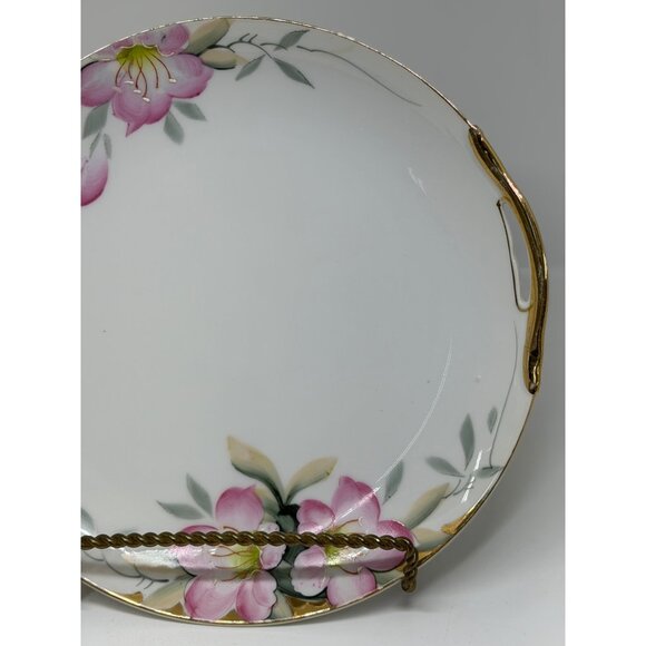 VTG Noritake Azalea Handled Cake Plate 8.5" Hand-Painted Pink Floral Japan MCM - Picture 3 of 8